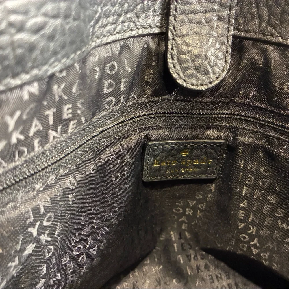 Kate Spade Tote Purse Black with gold accent and lattice detail - Picture 10 of 14